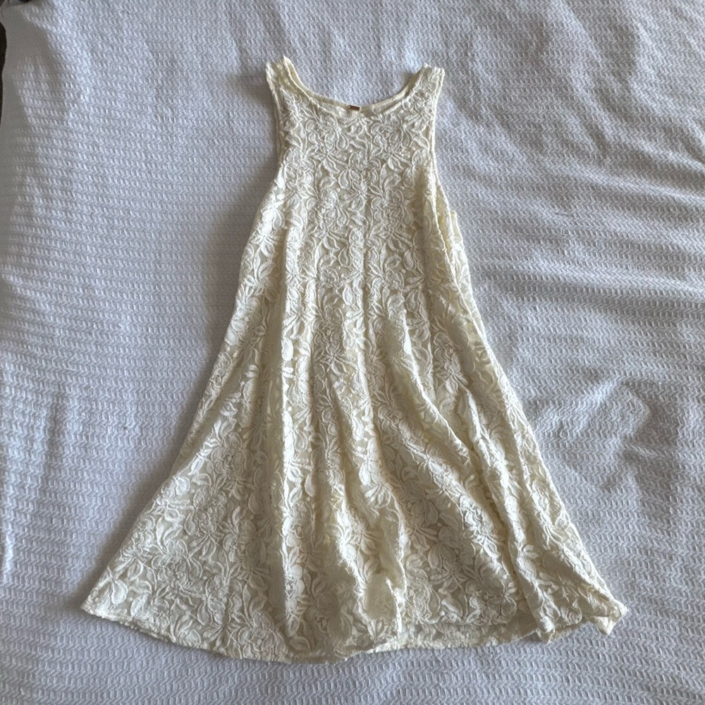 Free People White cream lace floral patterned dress